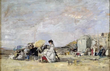 Frau in Weiß am Strand von Trouville, 1869